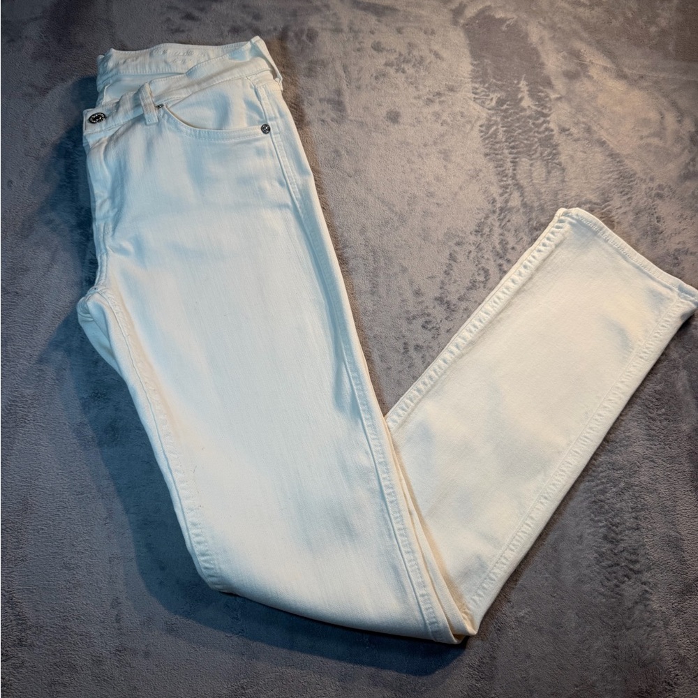 7 For All Mankind Women's White Skinny Jeans